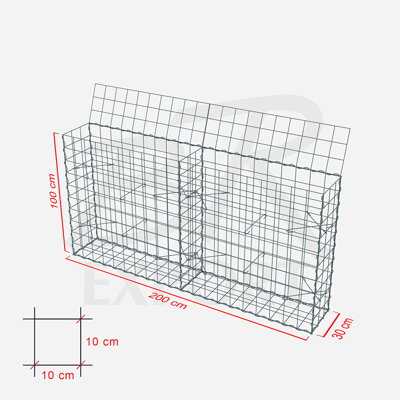 Gabionový koš 200 x 30 x 100 cm 
