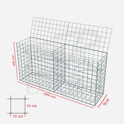 Gabionový koš 200 x 50 x 100 cm 