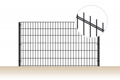 Plotový panel 2D, oko 50 x 200 mm, dráty 6/5/6 mm, pozinkovaný, černý