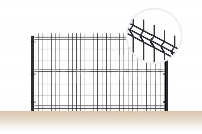 Plotový panel 3D, oko 50 x 200 mm, Ø&nbsp;drátu 4 mm, pozinkovaný, černý