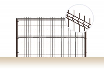 Plotový panel 3D, oko 50 x 200 mm, Ø&nbsp;drátu 5 mm, pozinkovaný, hnědý