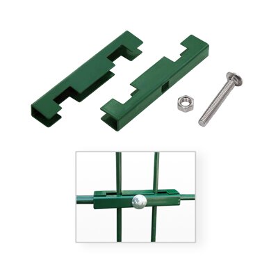 Dlouhá kovová spojka svařovaných panelů, dráty 5-6-5 mm, zelená